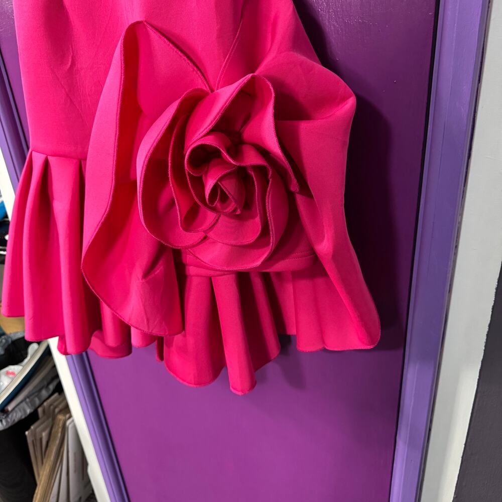 Sierra Darien Hot Pink Strapless Mermaid Dress Rosette Detail Cocktail Party - Picture 5 of 8